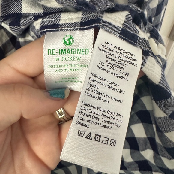 J. Crew | Blue/White Plaid Button Down - Picture 4 of 6